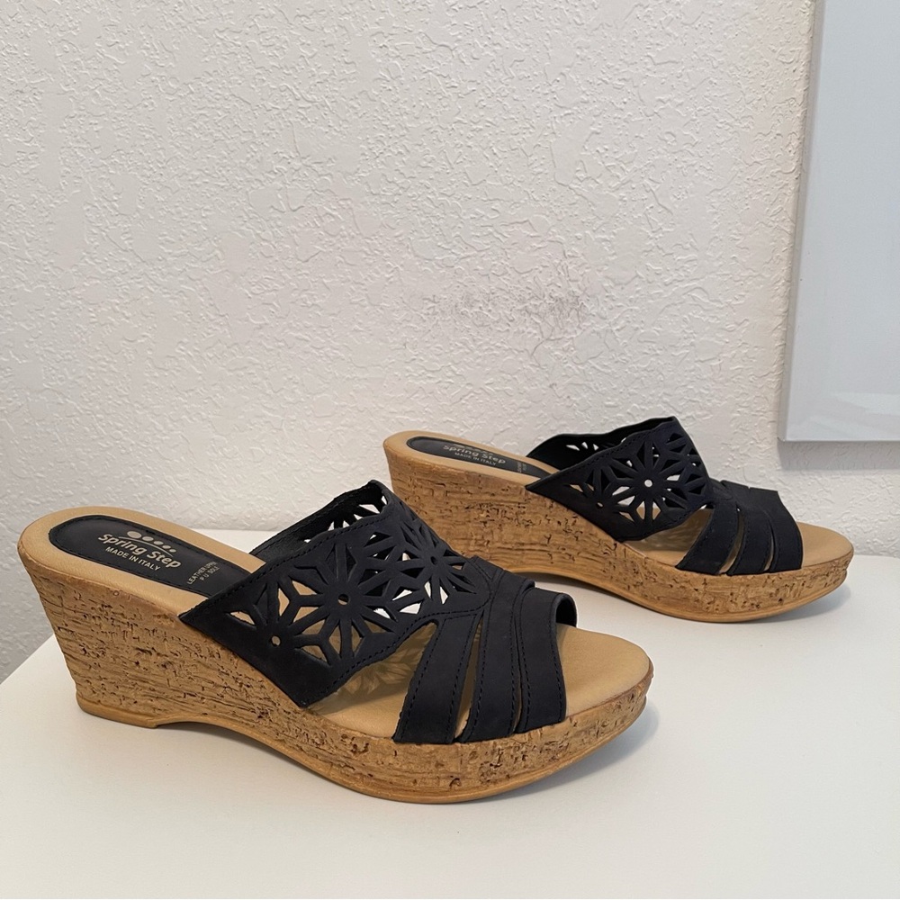 Spring Step Wedge Sandal black, size 40